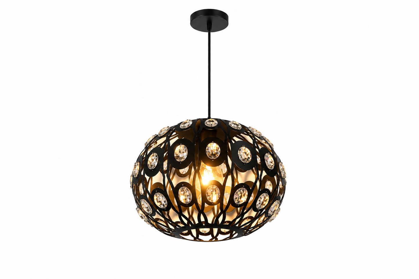 Pendelleuchte Ø30 cm – Moderne Draht-Designleuchte mit E27-Fassung in Schwarz (X803/1)