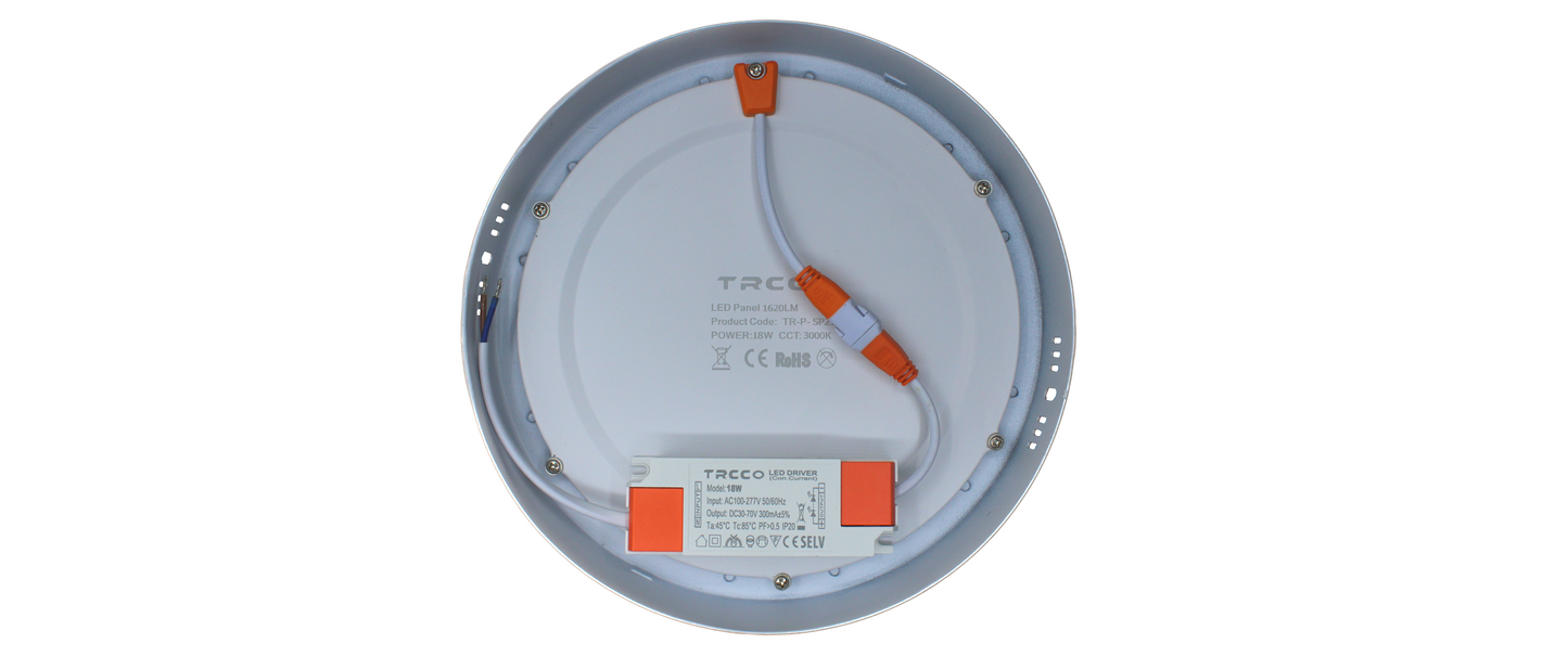 Tecbright LED Aufbaulampe - 18W - 220Ø  - Rund - Weiß