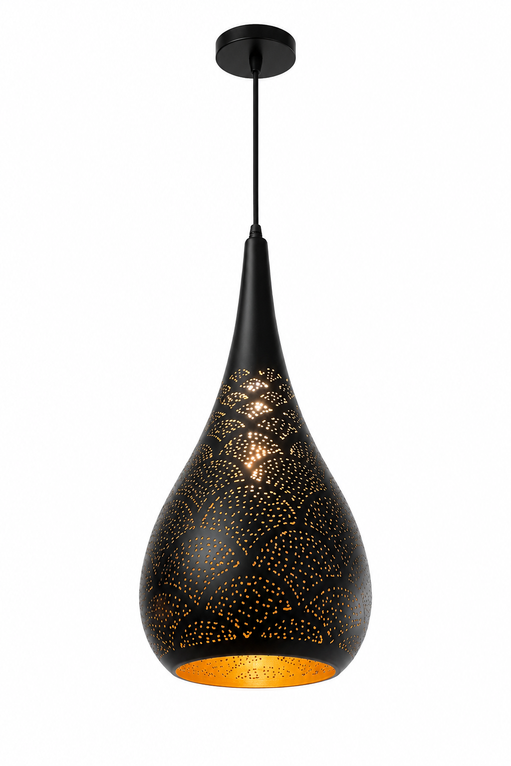 Pendelleuchte Ø20 cm – Elegantes Tropfen-Design mit E27-Fassung in Schwarz (K026/200)