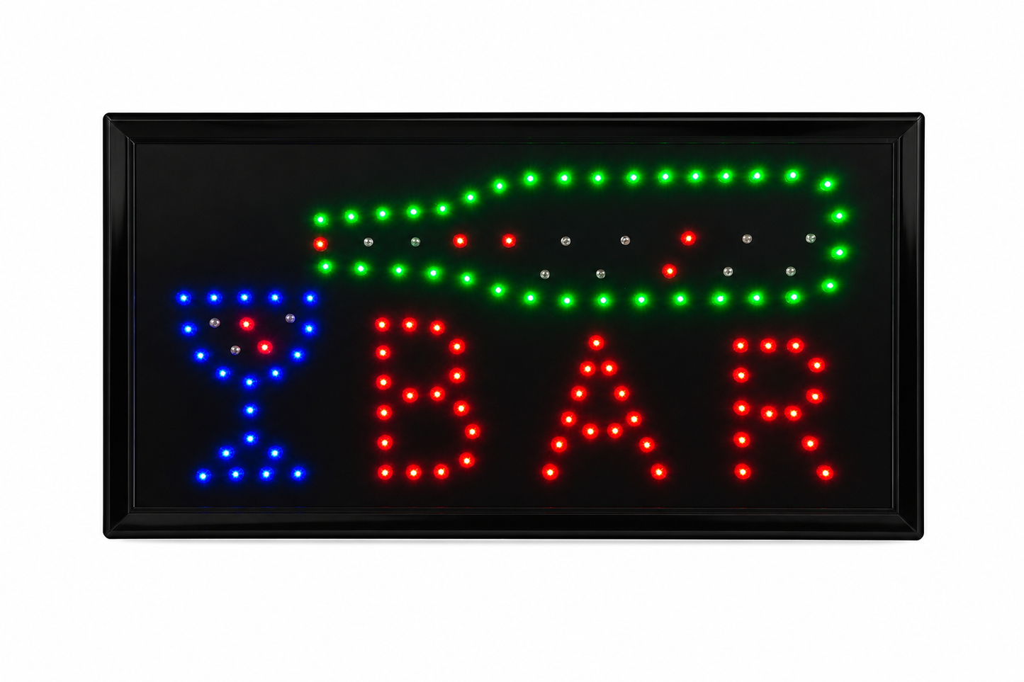 LED BAR Leuchtschild mit LED Sign "BAR" Cocktailglas und Flaschenmotiv – Professionelles Werbeschild für Bars, Clubs & Gastronomie