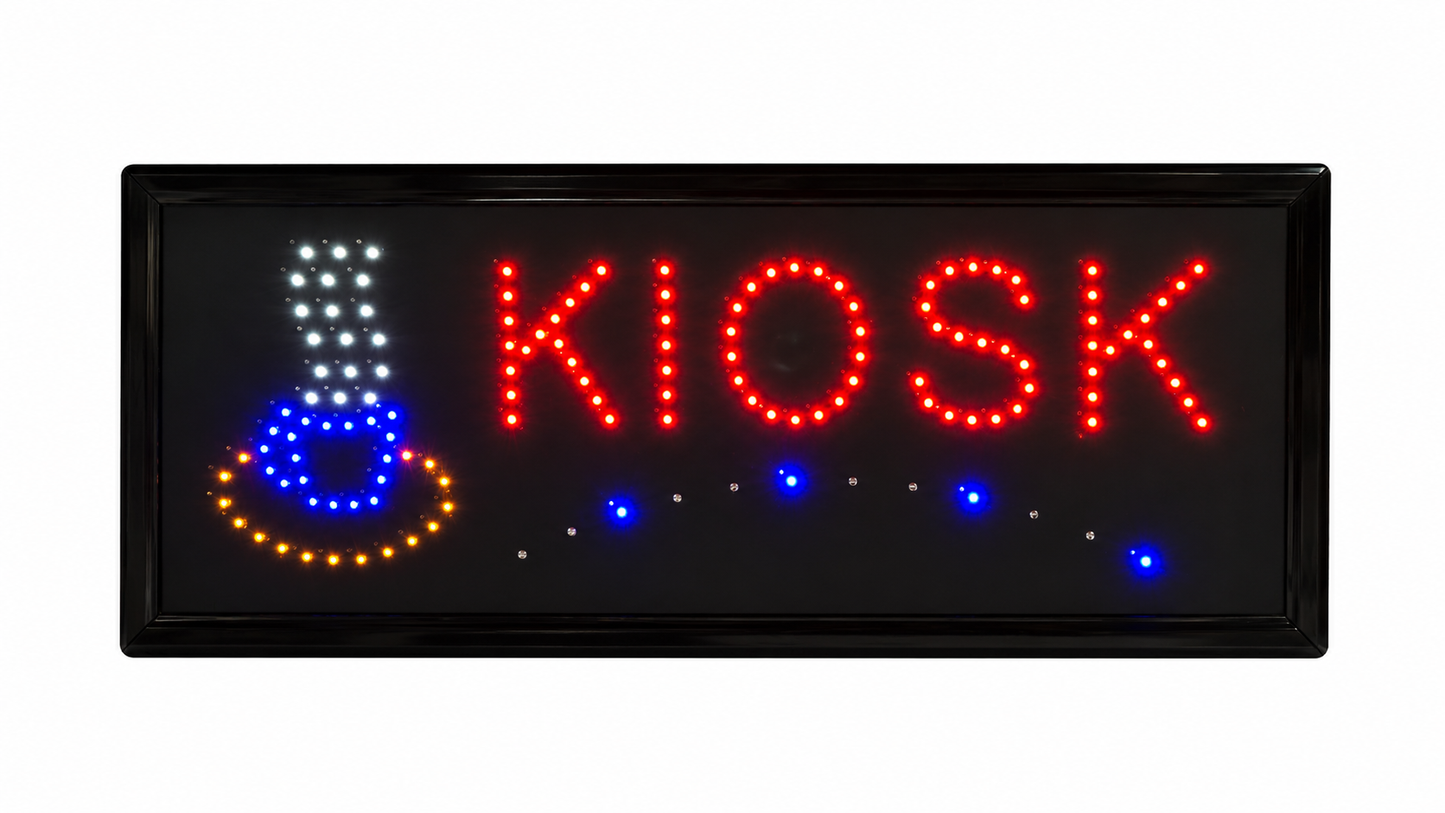LED KIOSK Leuchtschild mit beleuchtetem Getränkesymbol – Werbeschild für Kiosk, Spätkauf & Verkaufsstellen