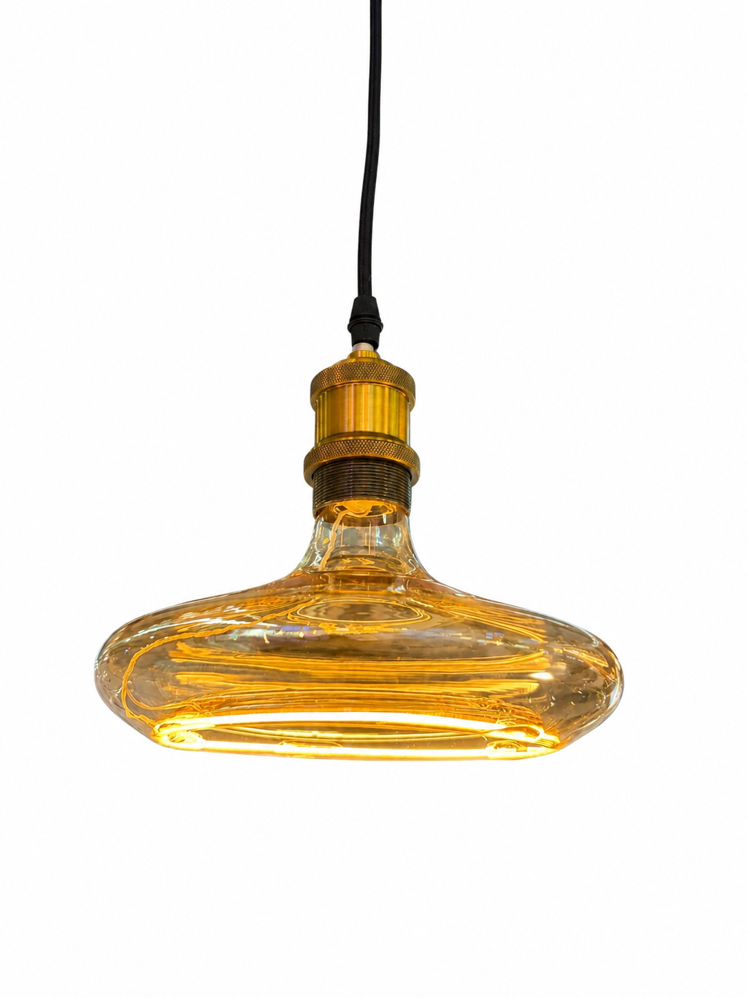 LED Vintage Pendelleuchte Ø 45,5 cm – Warmweiße Design-Hängeleuchte 2200K, 4W, Amberglas (C35L 4W DIM)