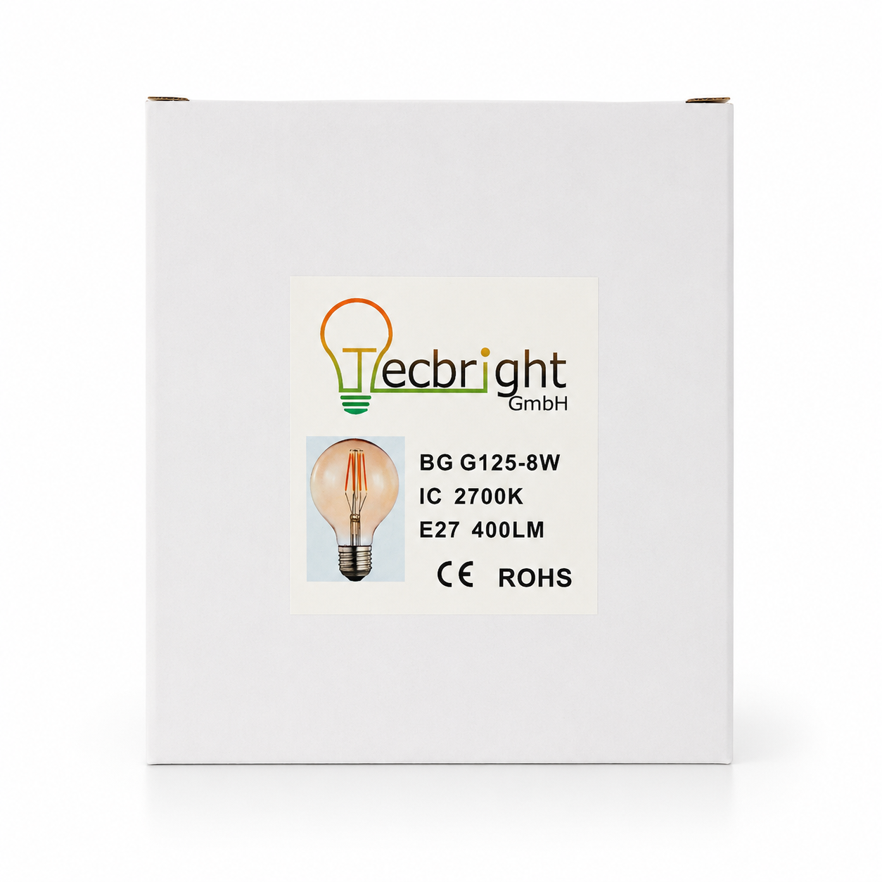 Tecbright LED Filament G125 E27 Lampe 8W – Amberglas