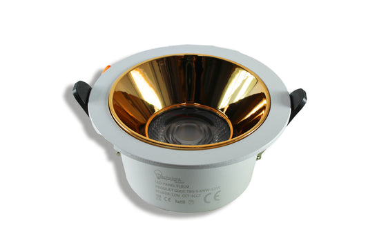 Tecbright LED Einbaustrahler 12 W – CCT umschaltbar | 918 lm | Goldreflektor