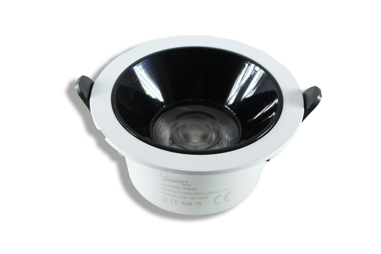 Tecbright LED Einbaustrahler 12 W – CCT umschaltbar | 918 lm | Schwarzer Reflektor