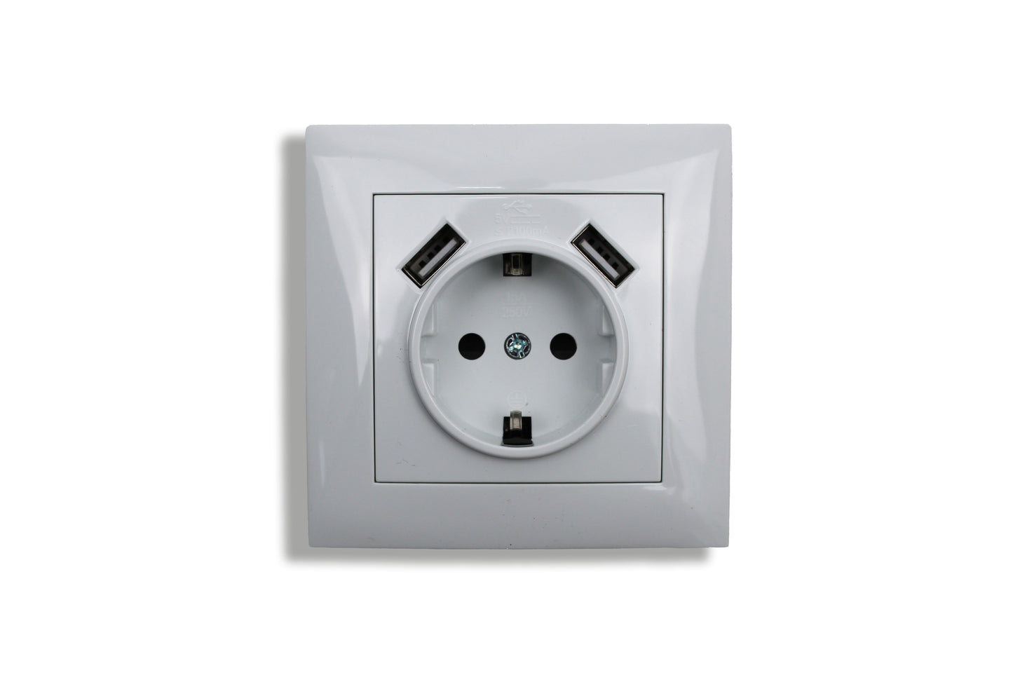 ENTAC Unterputz-Steckdose mit 2× USB – 16A / 250V