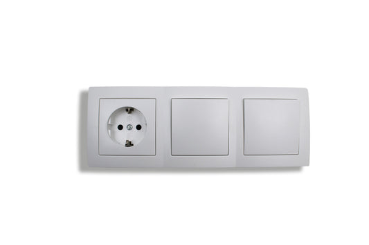 Hoosense  1× Steckdose + 2× Wippschalter – 16A / 250V – Unterputz – Weiß