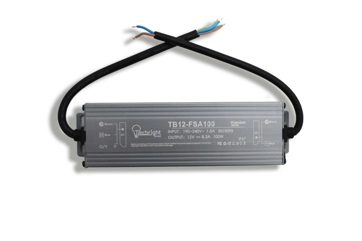 Tecbright TB12-FSA100W - IP67 Netzteil 12V | 100W | Outdoor
