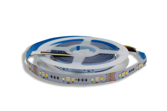 Tecbright LED-Streifen RGB+CCT 12V, 11,5 mm, 90 LED/m (30 RGB + 30 Warmweiß + 30 Kaltweiß), 15 W/m, IP20, 5 m Rolle