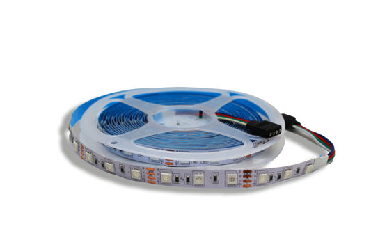 Tecbright LED-Streifen RGB 12V, 10 mm, 60 LED/m, 12 W/m, 10 m Rolle – 16 Farben, IP20