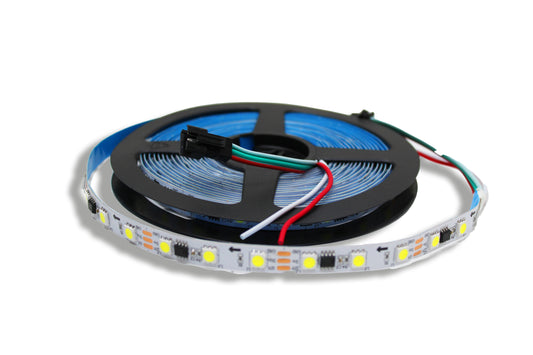 Tecbright LED-Streifen WS2811 12V, 10 mm, 60 LED/m, 12 W/m, IP20, 5 m Rolle – Warmweiß oder Kaltweiß, adressierbar