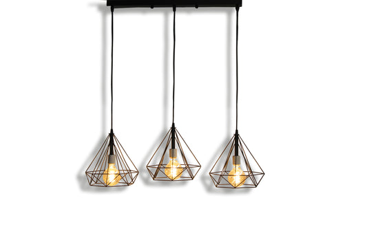 Tecbright Gridline 88010 – 3-flammige Hängelampe im geometrischen Design