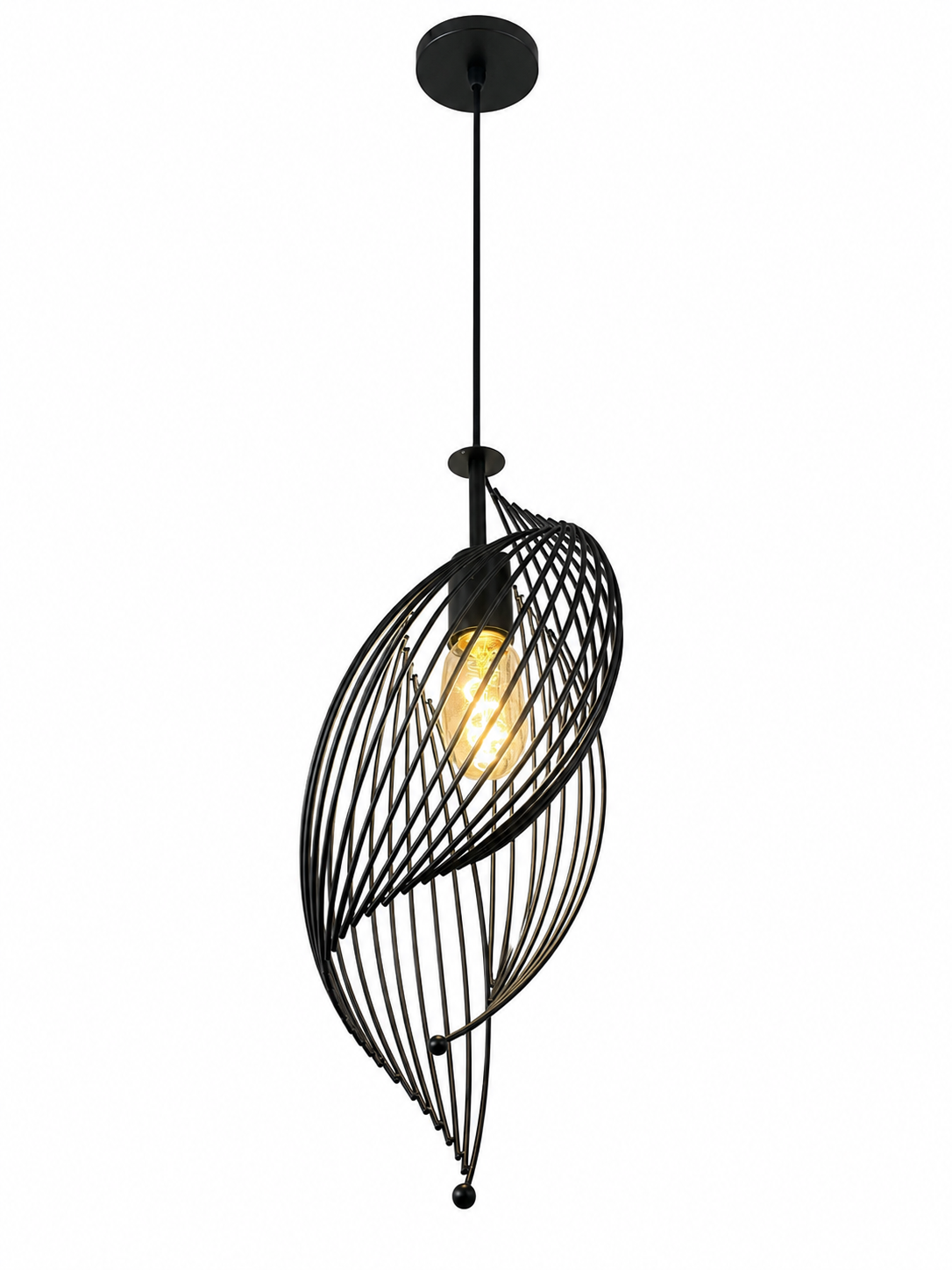 Pendelleuchte Ø20 cm – Design-Hängeleuchte mit E27-Fassung in Schwarz (X806/1)