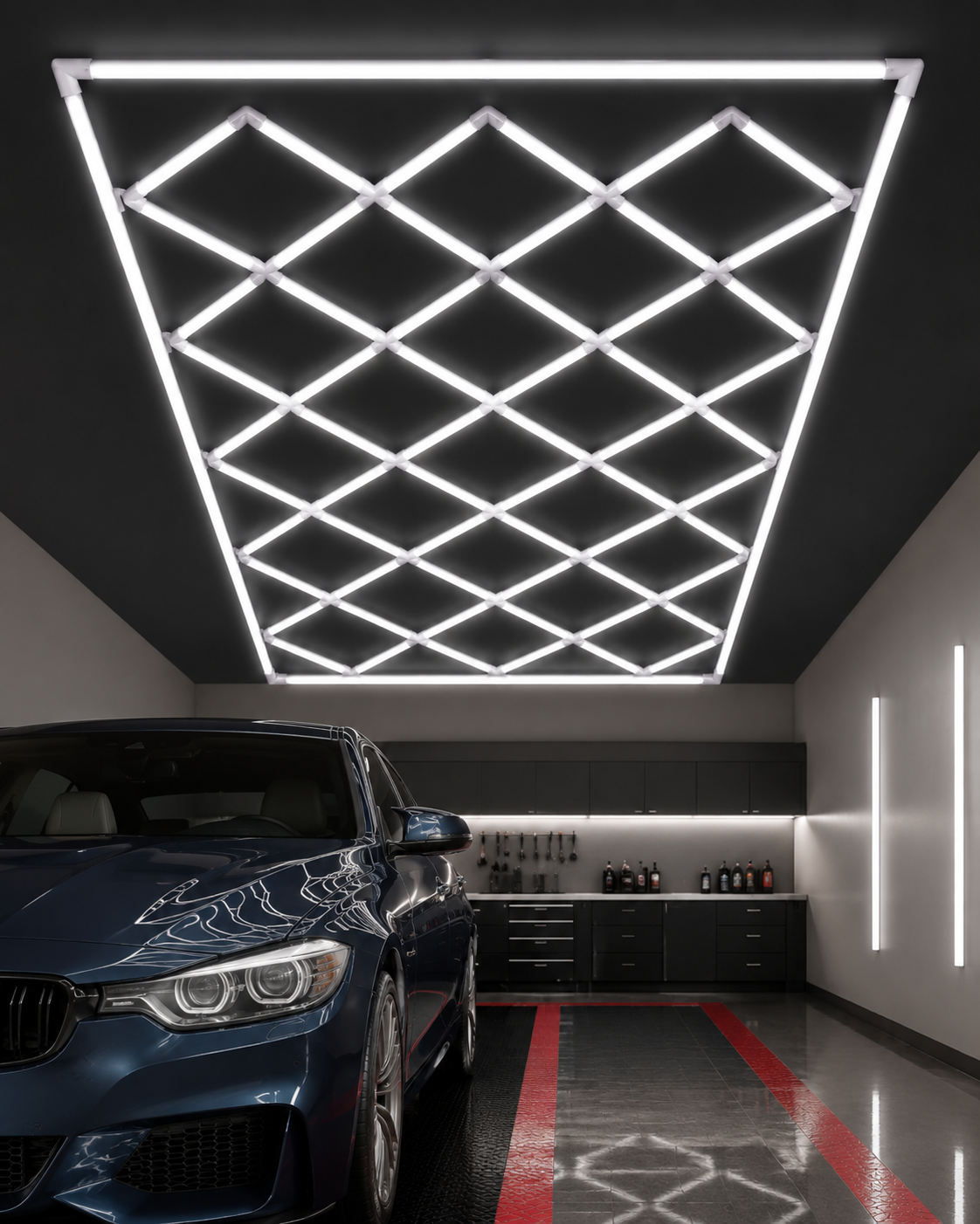 LED Carwash Tube Set „15-Hole“ – geometrische Deckenbeleuchtung für Garage, Waschhalle und Fahrzeugaufbereitung