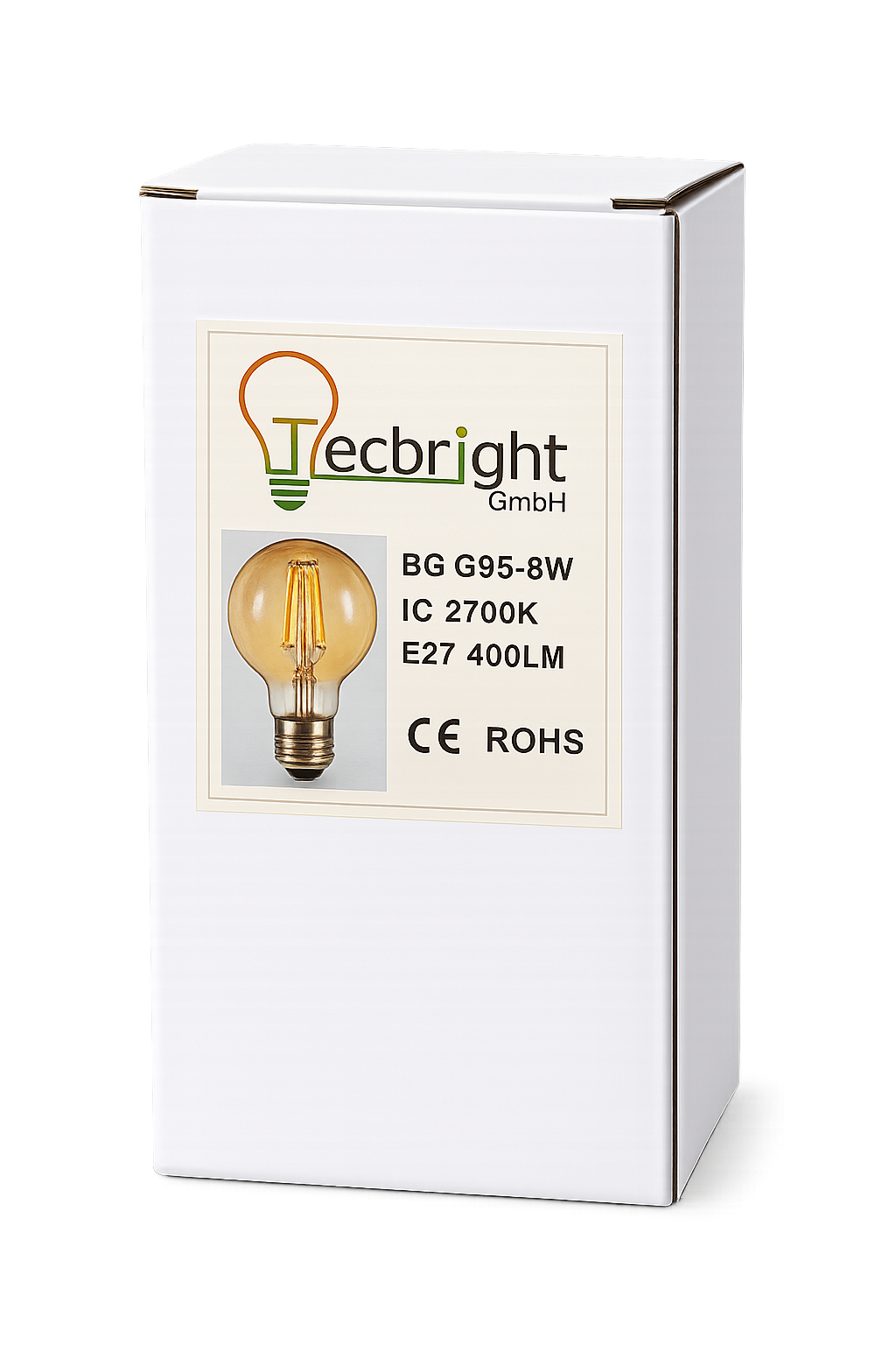Tecbright LED Filament G95 E27 Lampe 8W – Amberglas