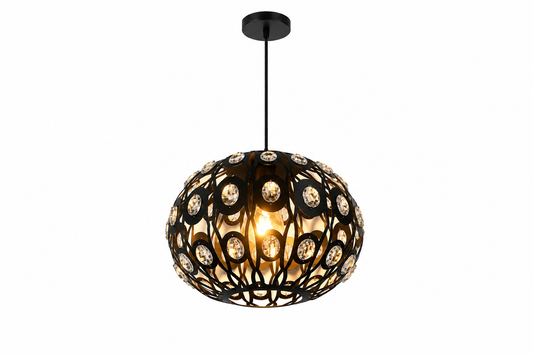 Pendelleuchte Ø30 cm – Moderne Draht-Designleuchte mit E27-Fassung in Schwarz (X803/1)