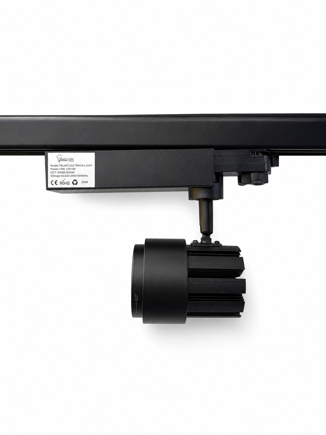 LED Schienenstrahler Schwarz mit einstellbarer Lichtfarbe – 3000K, 4000K oder 6000K – Schwenkbarer Track Light Spot