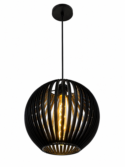 Pendelleuchte Ø30 cm – Moderne Kugel-Designleuchte mit E27-Fassung in Schwarz (H135/1)