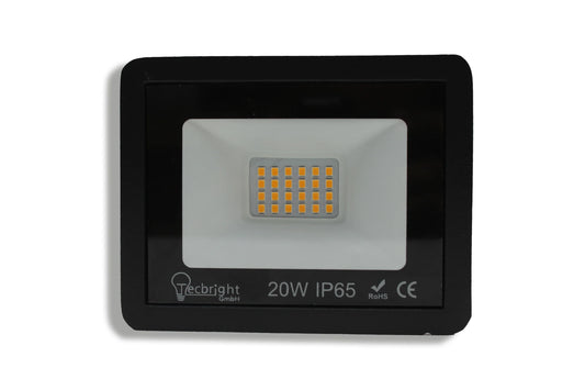 Tecbright LED-Fluter | 20W | IP65 | Kaltweiß | 118×92×27 mm | Slim Design
