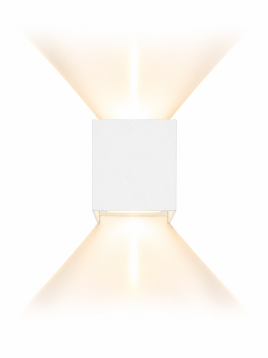 LED Up & Down Wandleuchte Cube Weiß – Moderne Design-Wandleuchte mit Warmweißem Licht (3000K) (TBL88TL23)