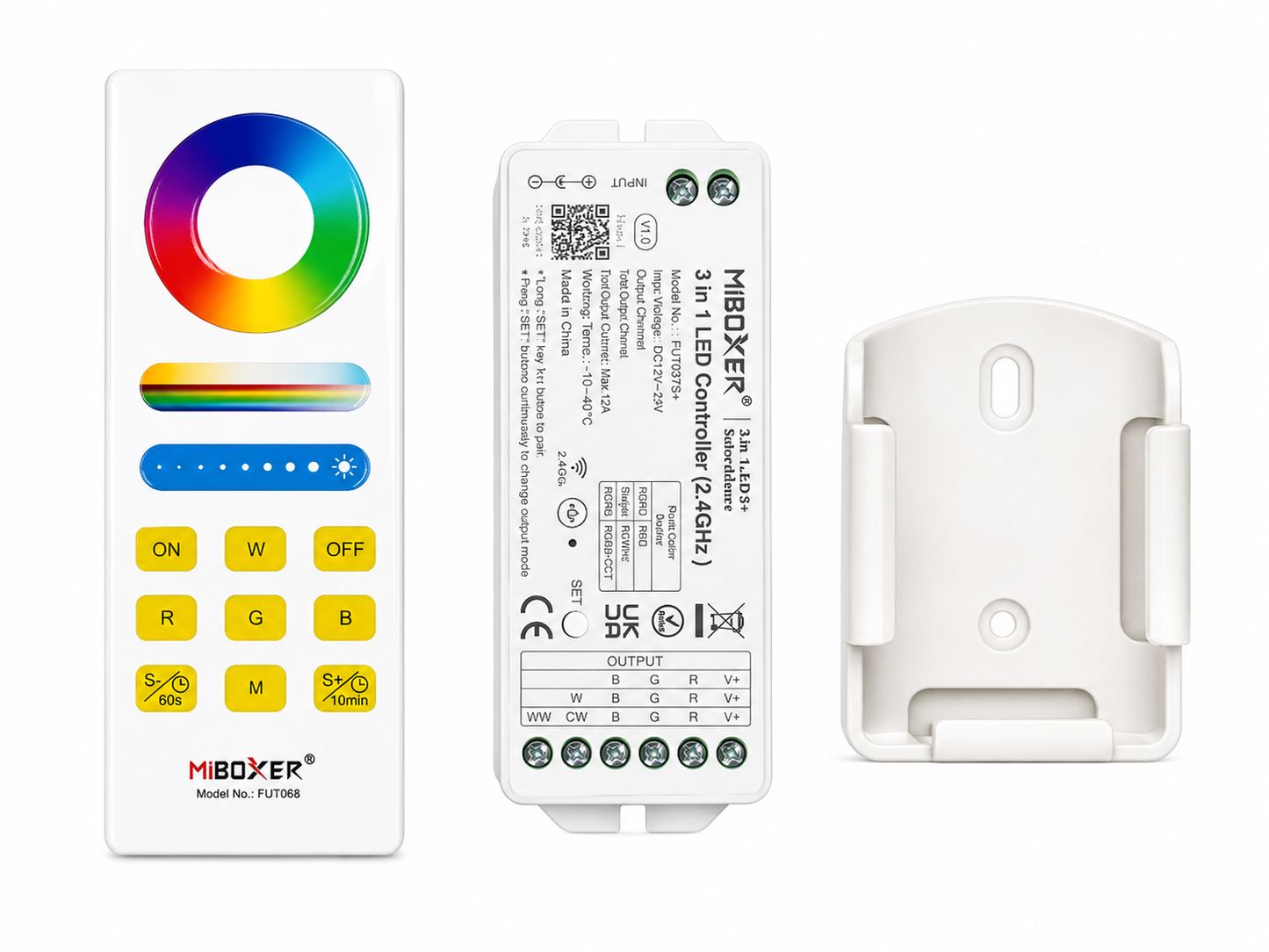 MiBoxer FUT043A+ 3-in-1 LED Controller Set 12–24V – RGB / RGBW / RGB+CCT mit 2,4 GHz Fernbedienung