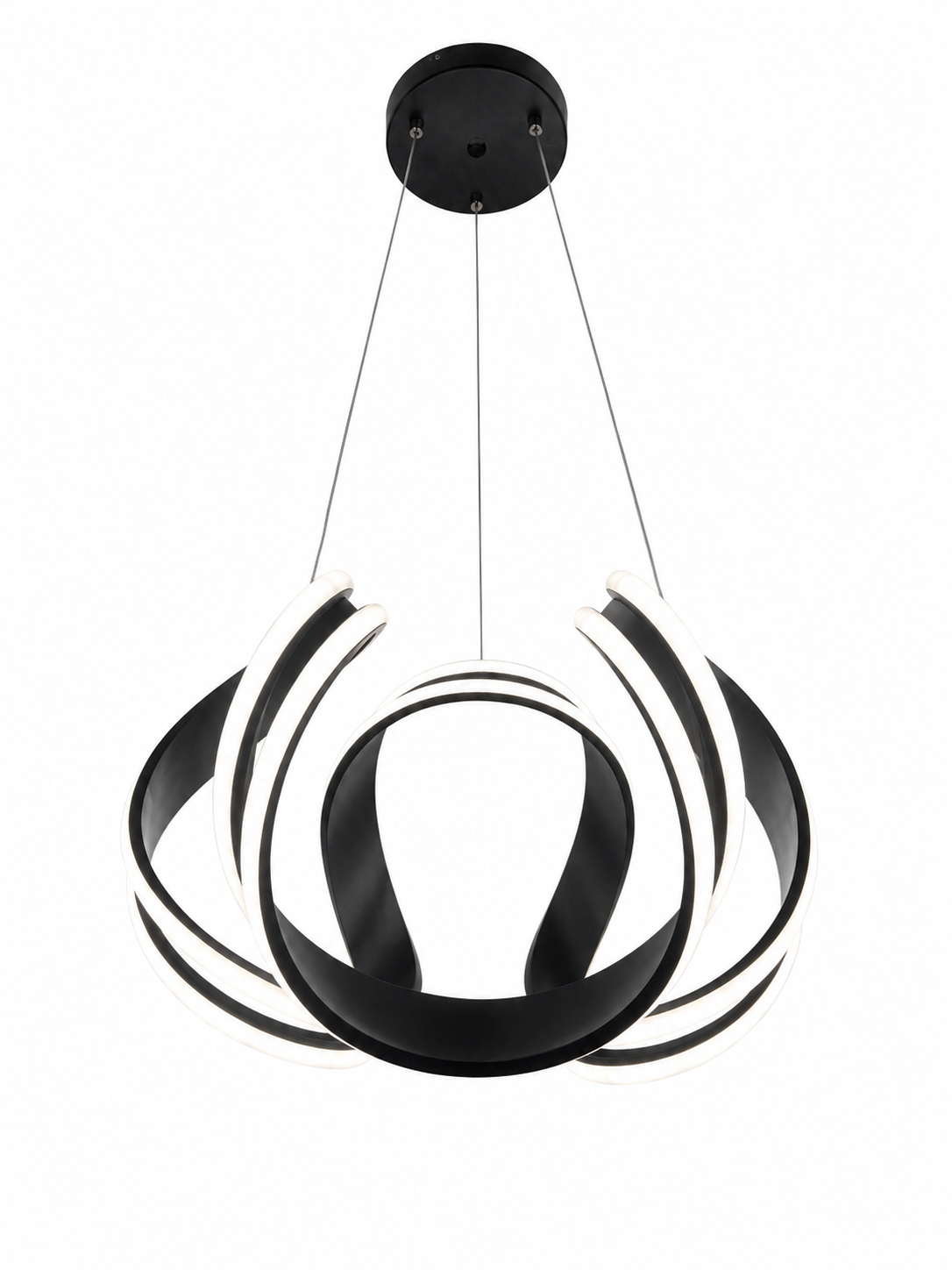 LED Pendelleuchte Ø43 cm – Moderne Design-Hängeleuchte in Schwarz (556-1 - Black)