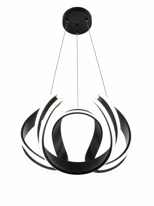 LED Pendelleuchte Ø43 cm – Moderne Design-Hängeleuchte in Schwarz (556-1 - Black)