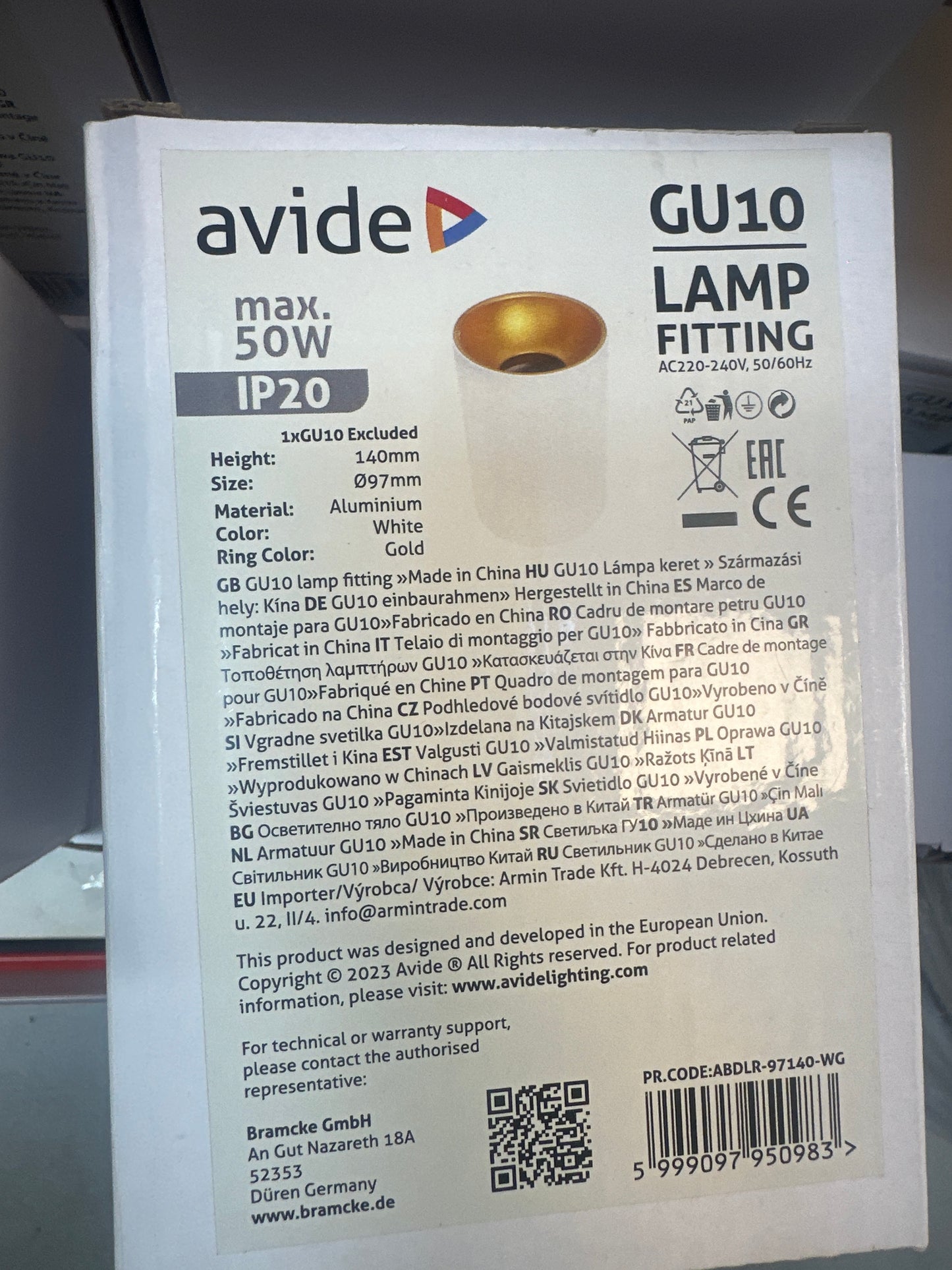 Avide GU10 Downlight Weiss/Gold