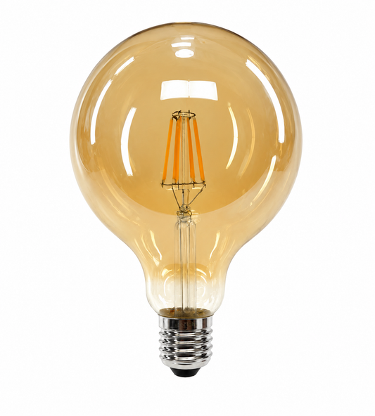 Tecbright LED Filament G125 E27 Lampe 8W – Amberglas