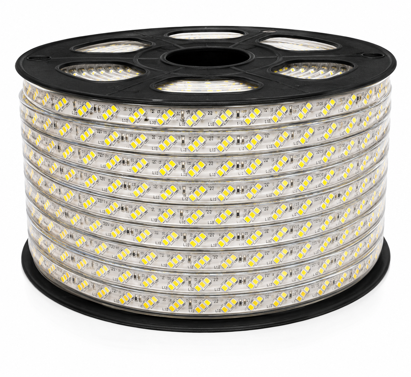 Tecbright 220V LED Streifen 50m Kaltweiß | 180 LEDs/m | 12mm | 3-reihig | Kürzbar | IP65