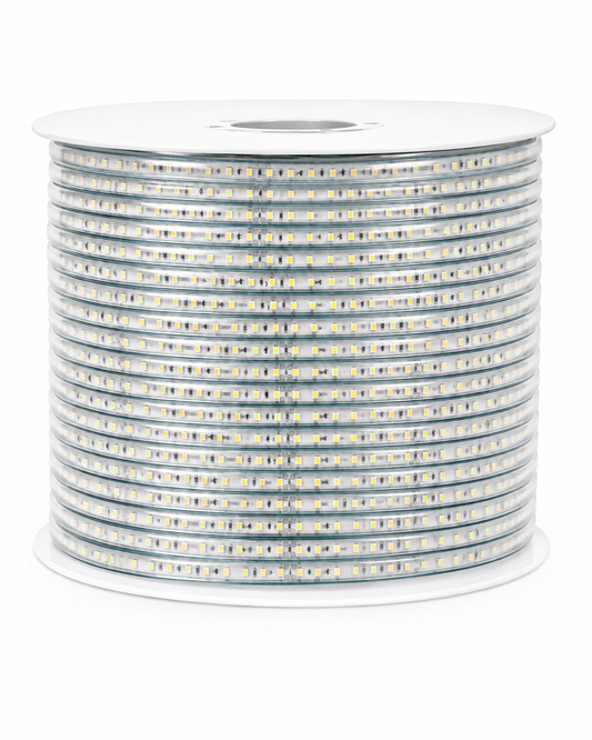 230V LED Lichtschlauch – Kaltweiß 6500K | 12,4 × 9 mm | 120 LEDs/m | SMD 2835 |