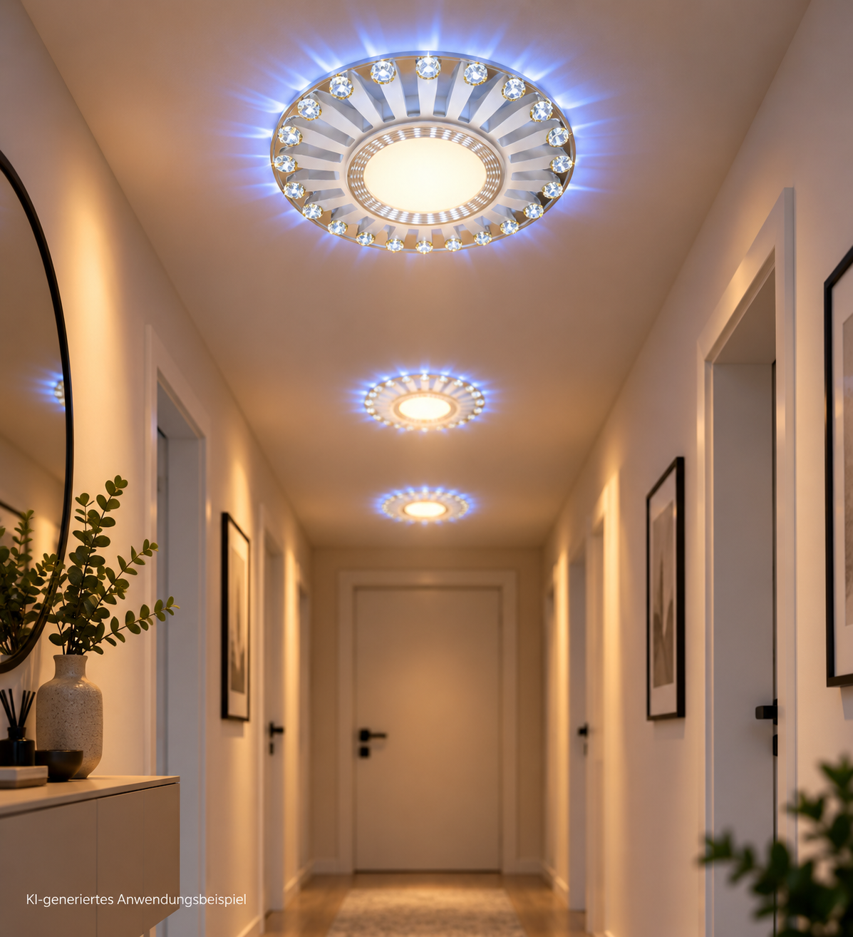 Tecbright Kristall LED-Einbaustrahler – Silber | 3 Lichtfarben + Außenlicht A1