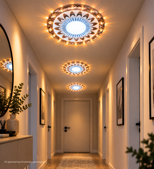 Tecbright LED-Einbaustrahler – Crystal Blossom | 3 Lichtfarben +  Außenlicht  A6