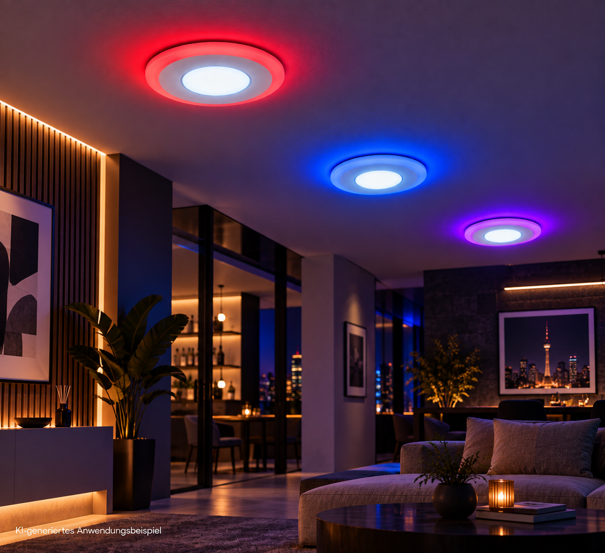 Tecbright LED-Einbaustrahler – RGB AmbiGlow |6+3W Kaltweiss + RGB