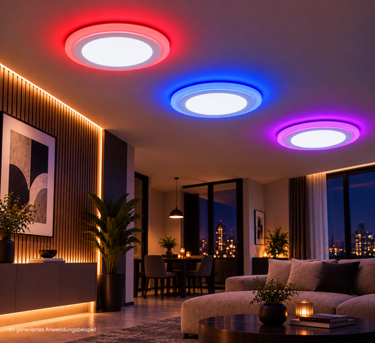 Tecbright LED-Einbaustrahler – RGB AmbiGlow XL | 12+4W Kaltweiss + RGB