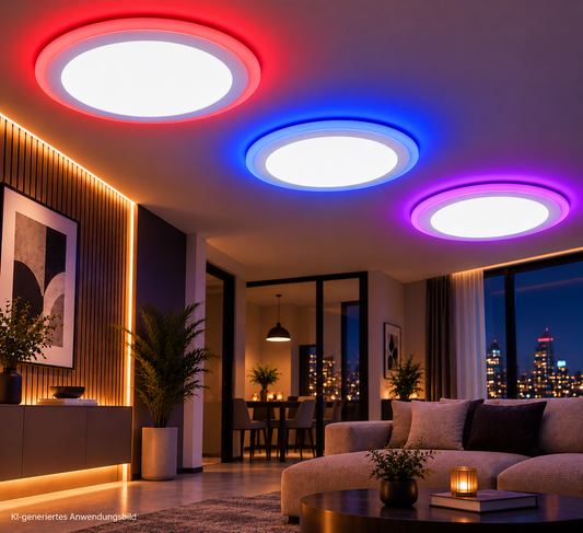 Tecbright LED-Einbaustrahler – RGB AmbiGlow XXL | 18+6W Kaltweiss + RGB
