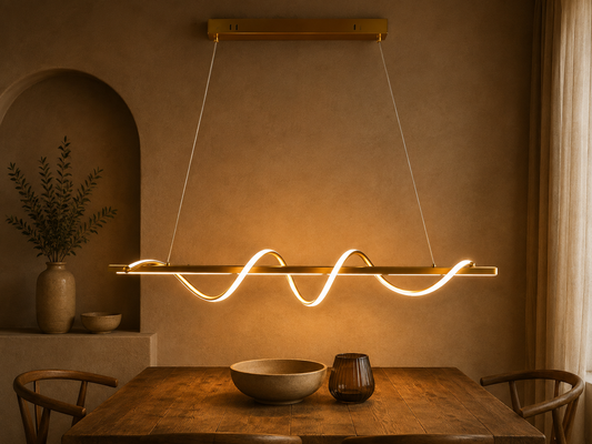 Tecbright Wave 8066 – LED-Hängelampe in Gold mit Fernbedienung