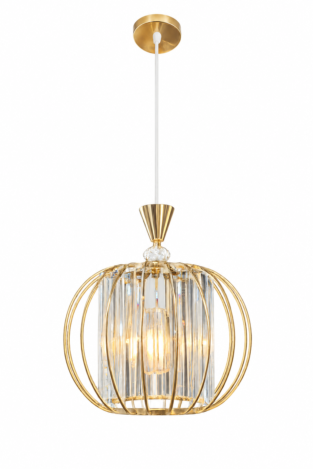 Kristall-Pendelleuchte in Gold-Optik – 30 cm Durchmesser (X801/1)