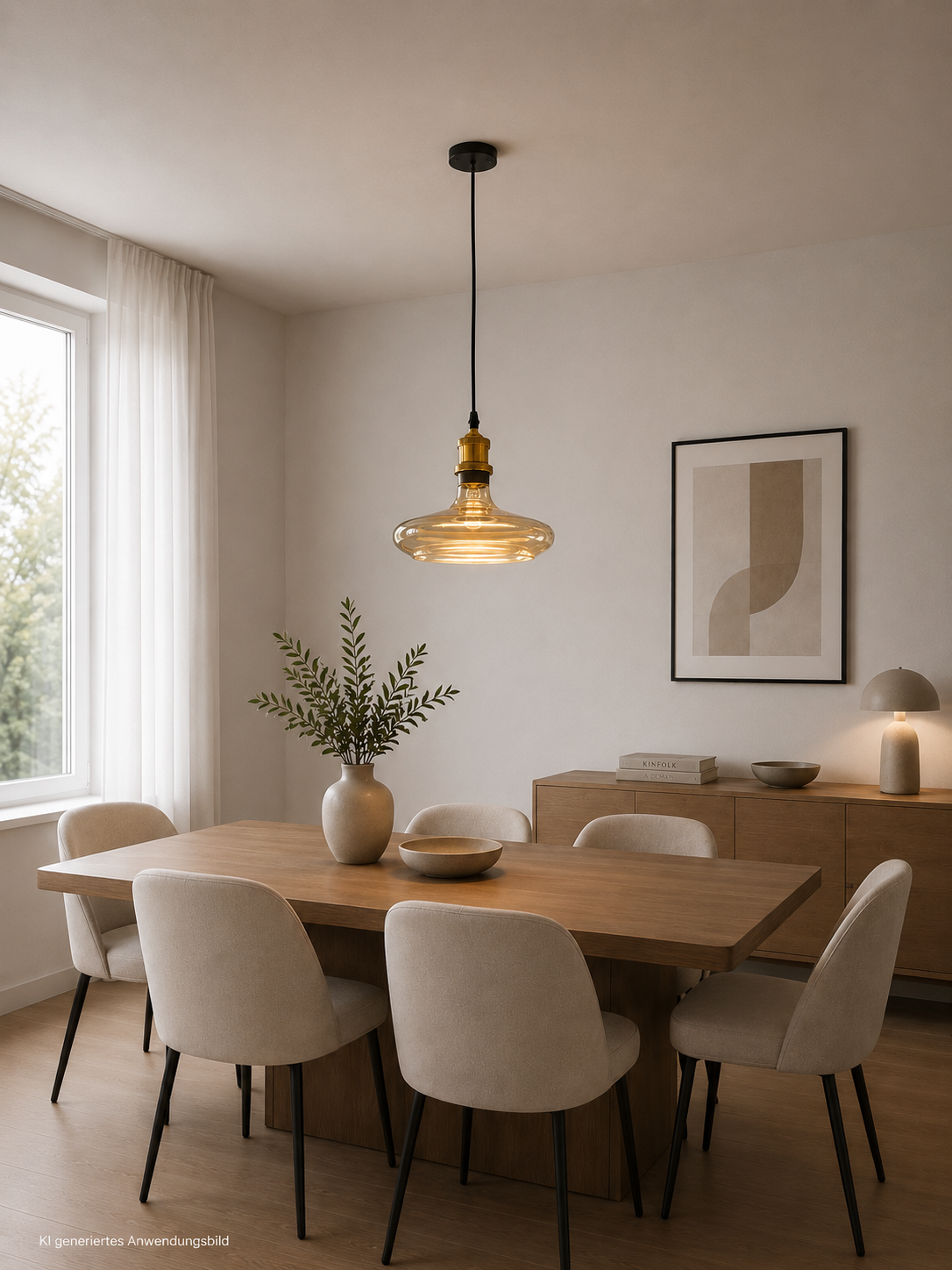 LED Vintage Pendelleuchte Ø 45,5 cm – Warmweiße Design-Hängeleuchte 2200K, 4W, Amberglas (C35L 4W DIM)
