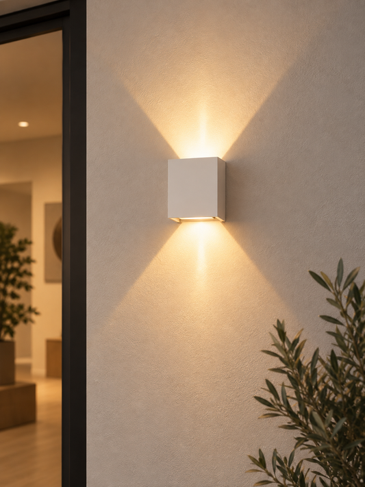LED Up & Down Wandleuchte Cube Weiß – Moderne Design-Wandleuchte mit Warmweißem Licht (3000K) (TBL88TL23)
