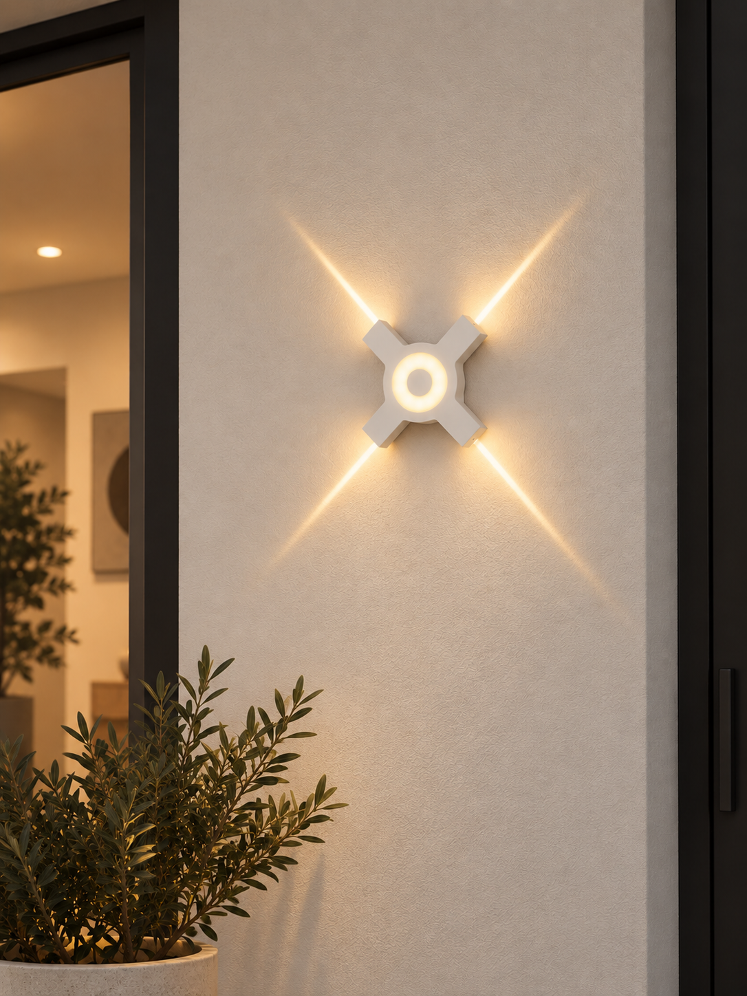 Tecbright LED Wandleuchte Aurora Cross – Warmweiß 3000K – Dekorative Up-&-Down-Wandleuchte in Weiß