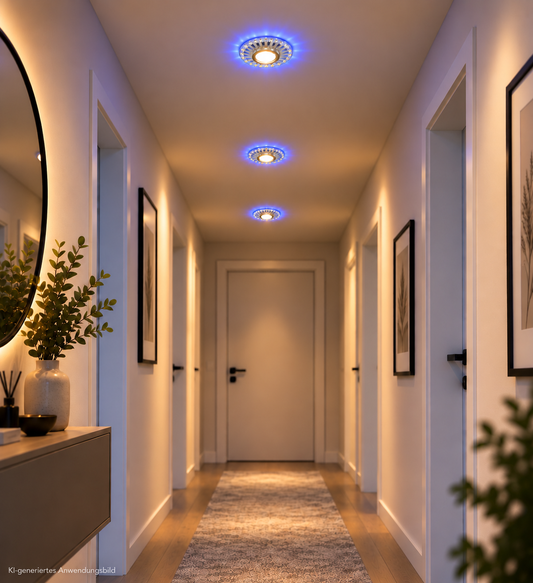 Tecbright Kristall LED-Einbaustrahler – Silber | 3 Lichtfarben + Außenlicht A1