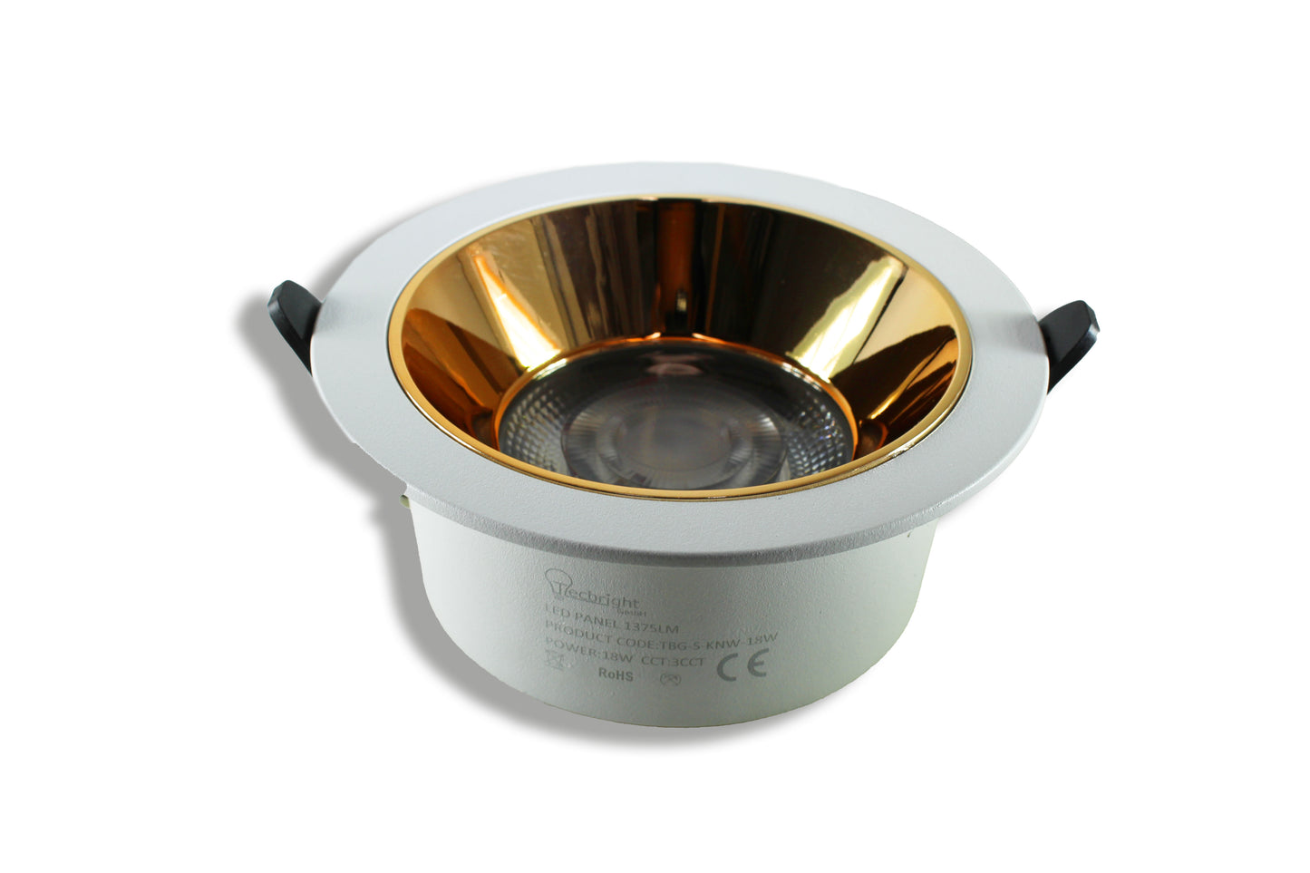Tecbright LED Einbaustrahler 18 W – CCT umschaltbar | 1375 lm | Gold-Reflektor