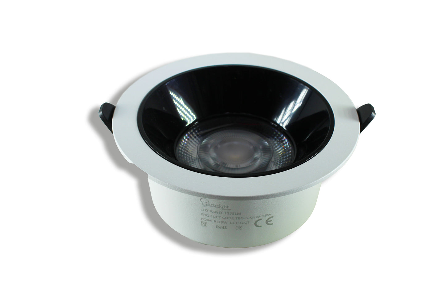 Tecbright LED Einbaustrahler 18 W – CCT umschaltbar | 1375 lm | Schwarzer Reflektor