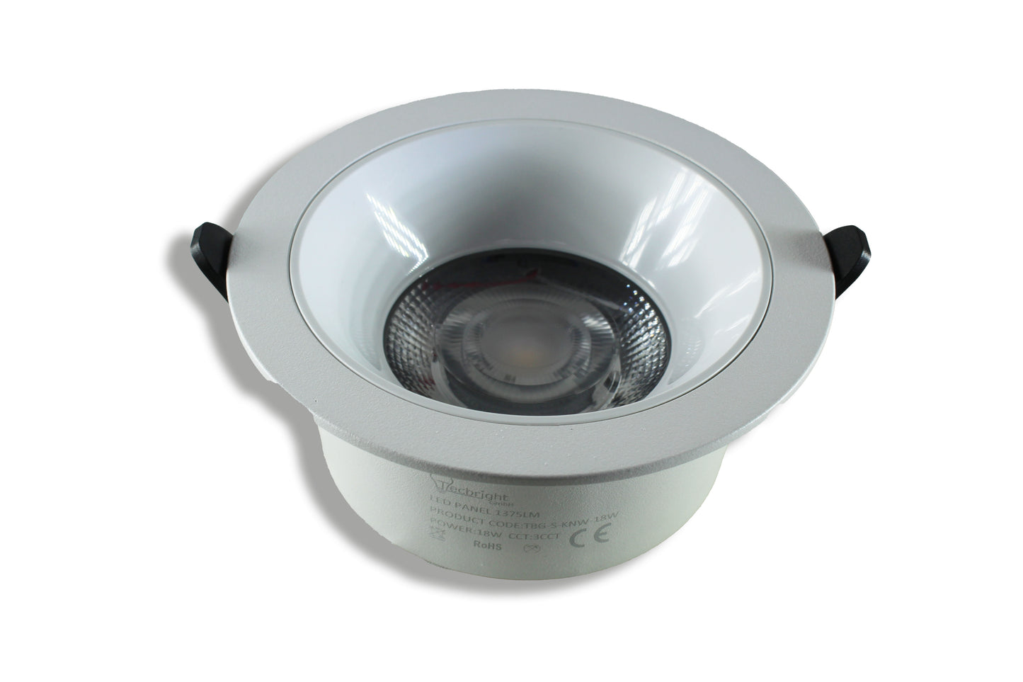 Tecbright LED Einbaustrahler 18 W – CCT umschaltbar | 1375 lm | Weißer Reflektor