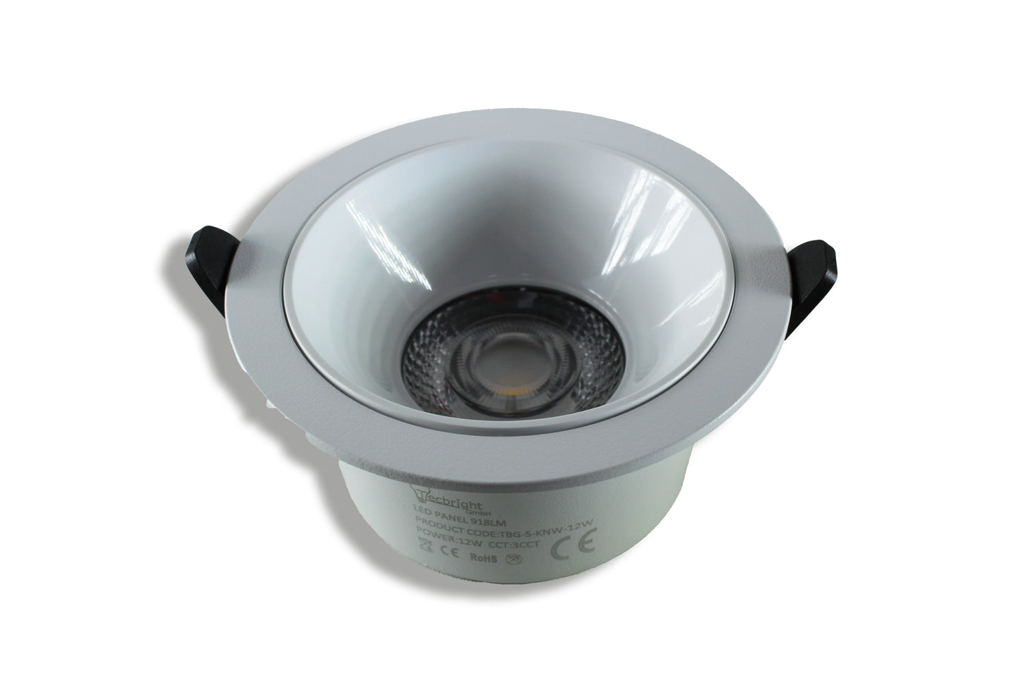 Tecbright LED Einbaustrahler 12 W – CCT umschaltbar | 918 lm | Weißer Reflektor