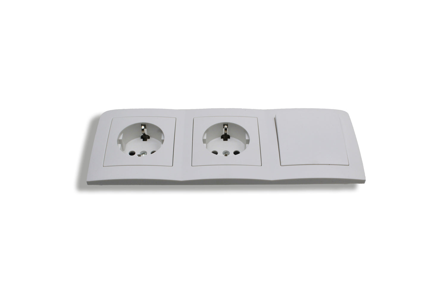 Hoosense – Kombination: 2× Steckdose + 1-poliger Wippschalter – 16A / 10AX – 250V – Unterputz