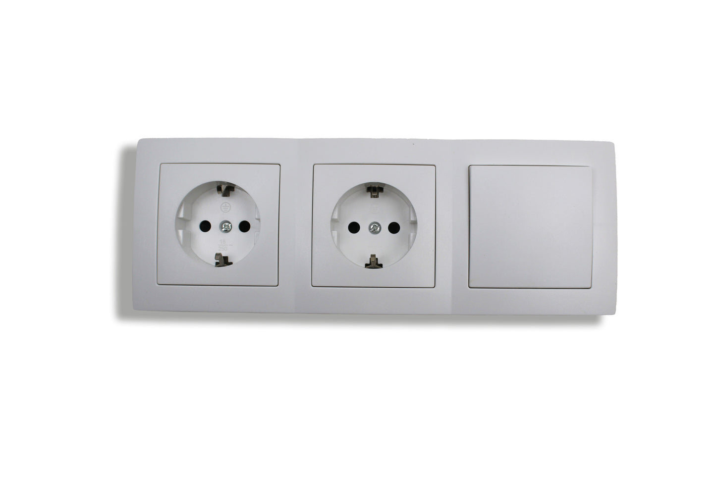 Hoosense – Kombination: 2× Steckdose + 1-poliger Wippschalter – 16A / 10AX – 250V – Unterputz