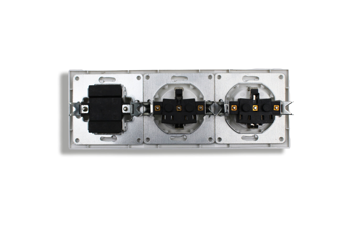 Hoosense – Kombination: 2× Steckdose + 1-poliger Wippschalter – 16A / 10AX – 250V – Unterputz