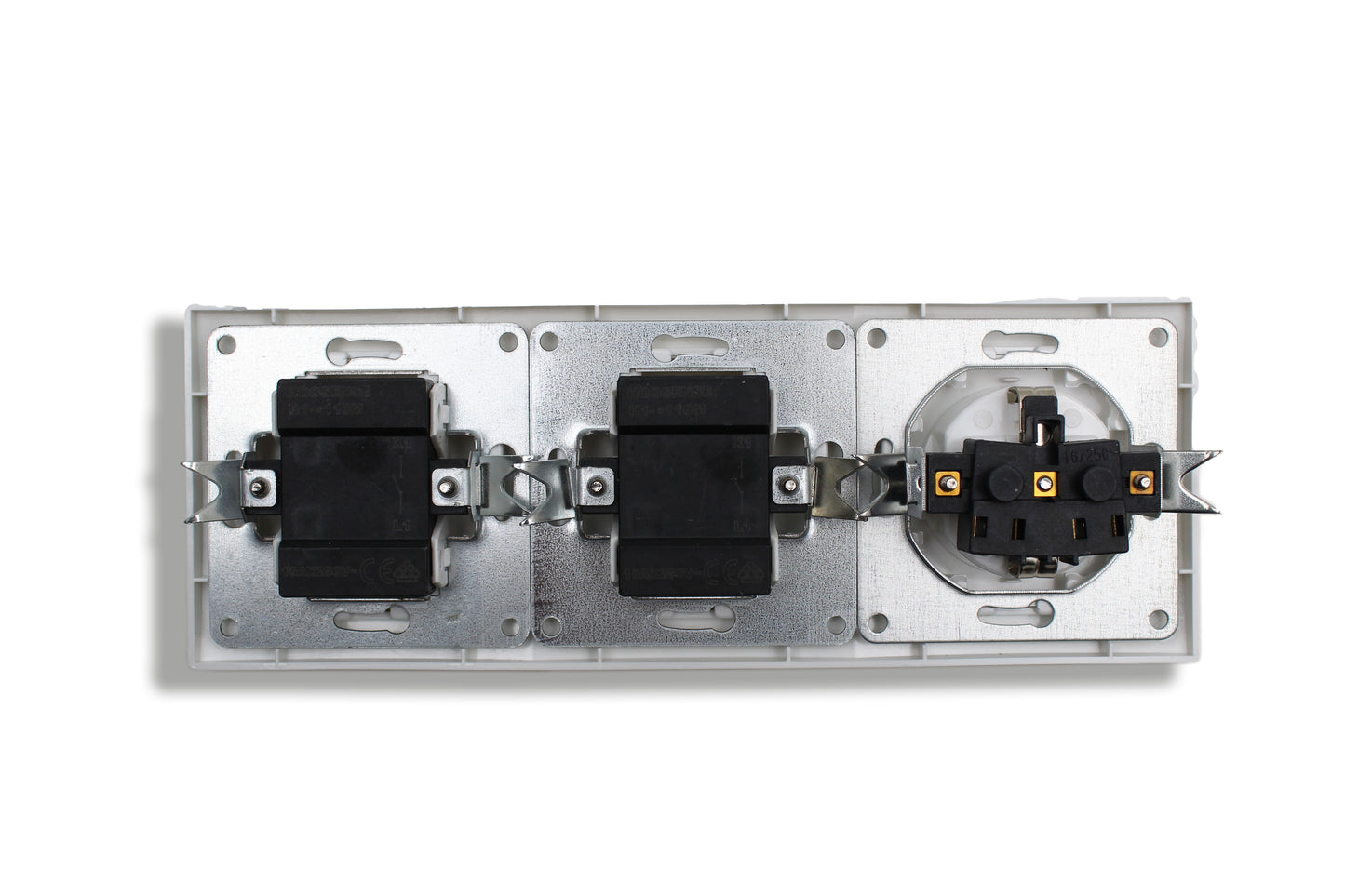 Hoosense  1× Steckdose + 2× Wippschalter – 16A / 250V – Unterputz – Weiß